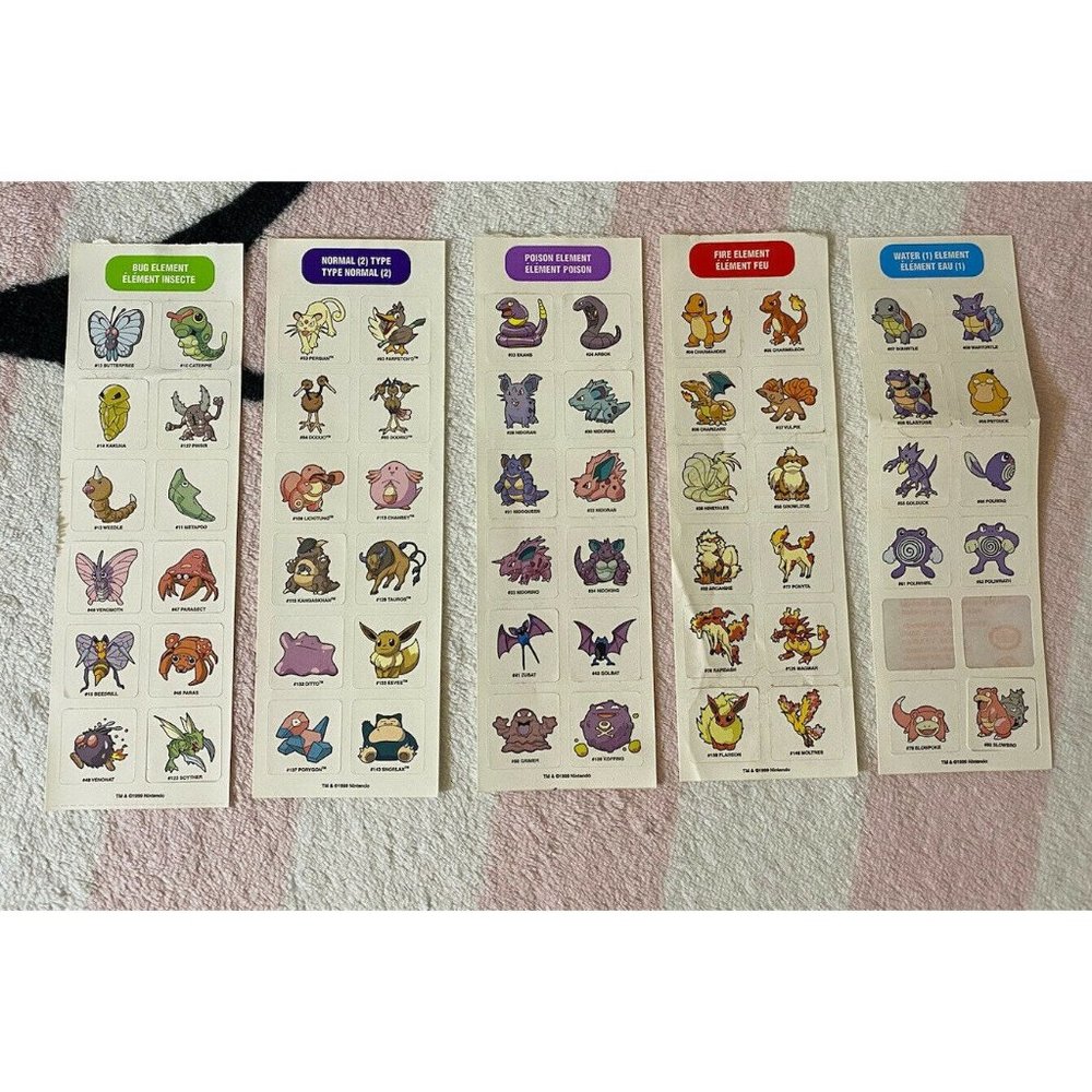 Vintage Sandylion Bug Normal Poison Fire & Water Element Pokemon Stickers